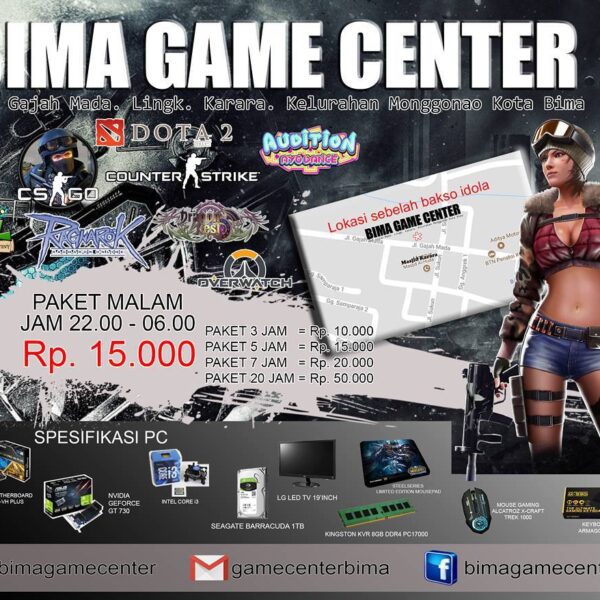 #ebshoutout 


Telah hadir warnet gaming baru di Kota Bima.

Berlokasi di Jalan ...