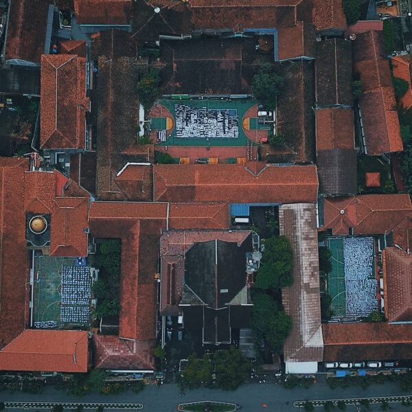 How's your Monday?  shared his aerial scene of students who had ceremony around ...