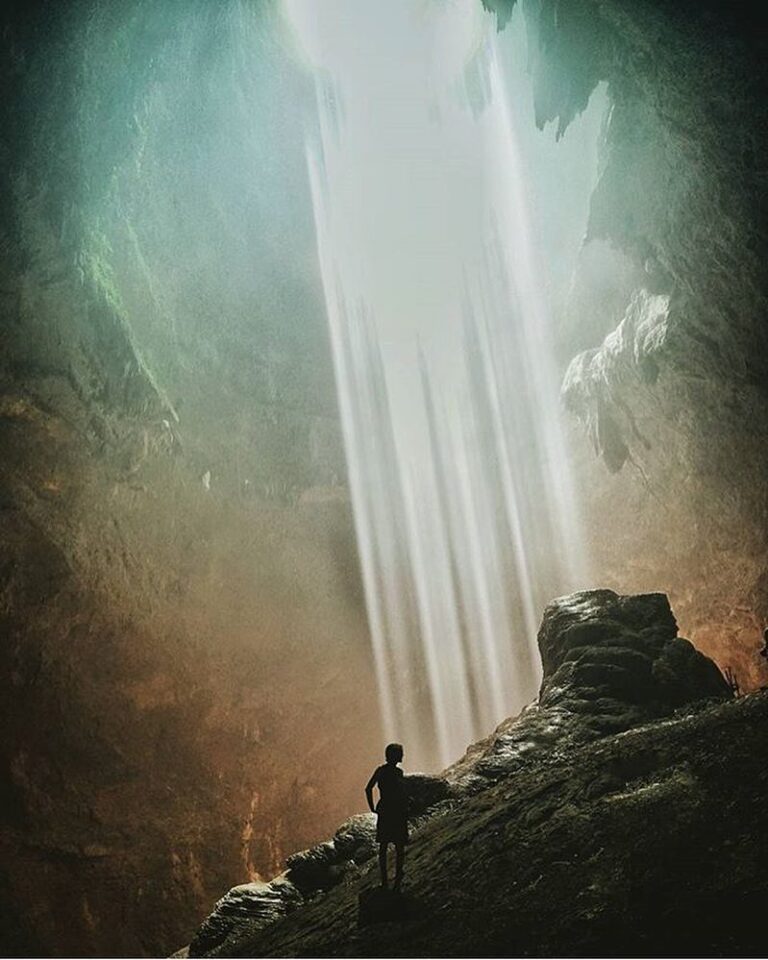 #explorejogja photo today by  taken at Goa Jomblang, Gunungkidul....