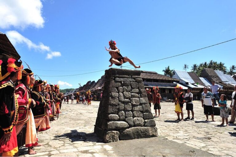 Fahombo atau yang dikenal dengan "lompat batu" adalah tradisi yang berasal dari ...