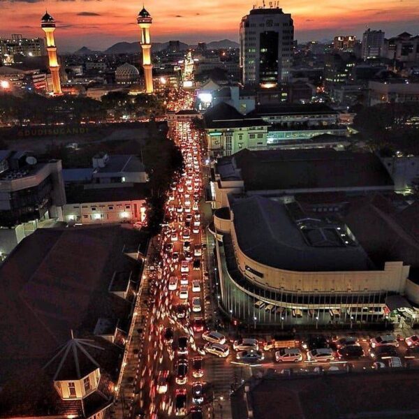 Aerial view of Bandung city daily situation after office hour. Hope you have a g...