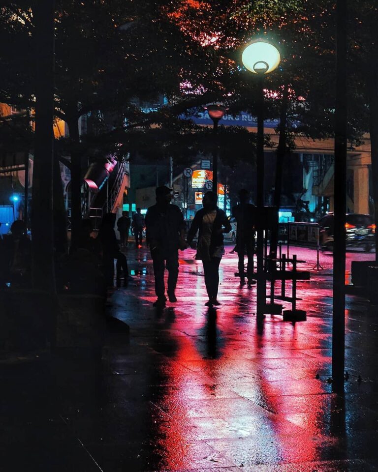 Picturesque night stroll along the sidewalk of Bandung city. Who doesn’t love en...