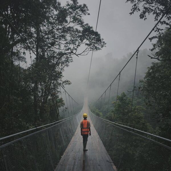 Catching fog at Situgunung Bridge photo by  #exploresukabumi
.
Note: This suspen...