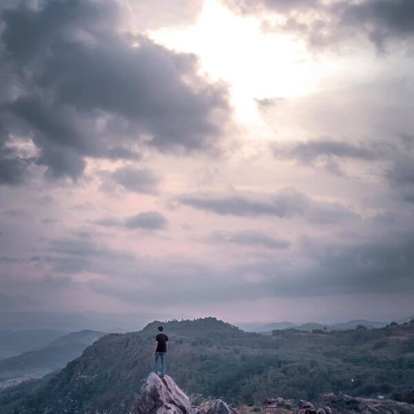 In this picture,  shows his mood when visiting Gunung Karang Numpang; nothing cl...