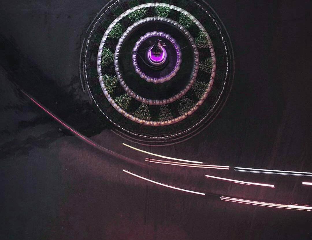 Looks like something spinning.. 
Bird-eye view above Tugu Adipura by  #exploresu...