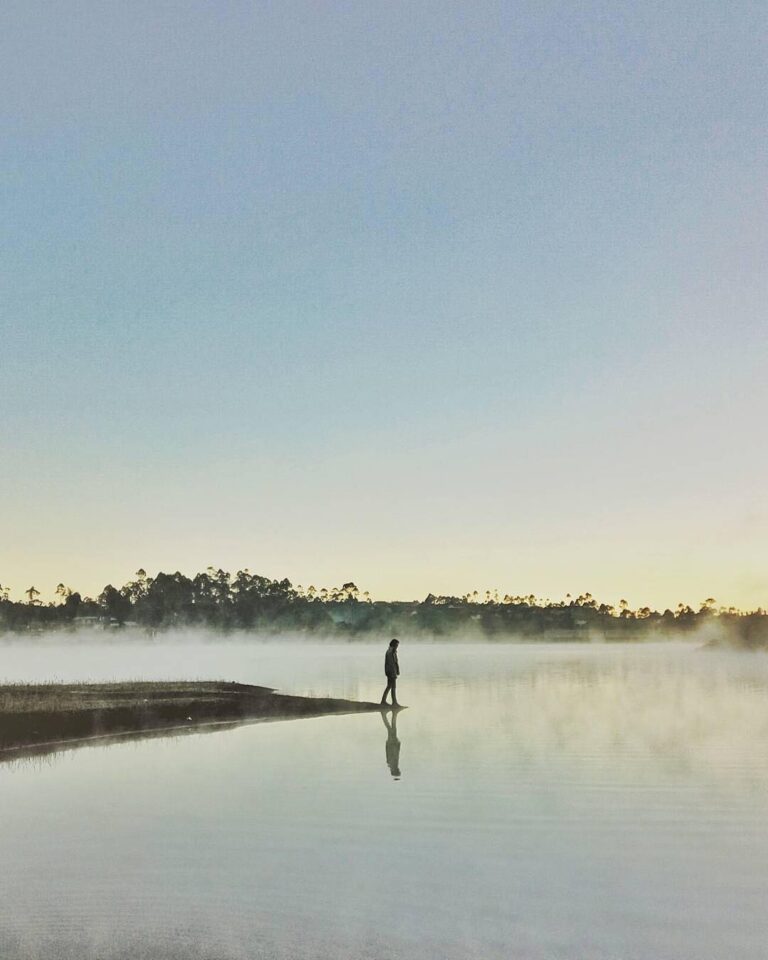 The vivid reflection on Situ Cileunca water proves how clear the water is. Taken...